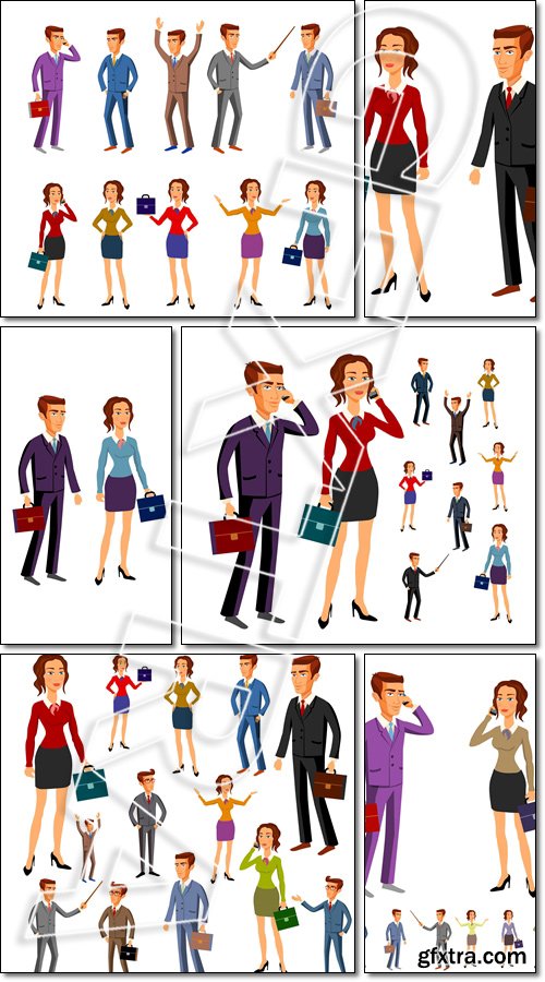 Set characters design, office team, man and women - Vector