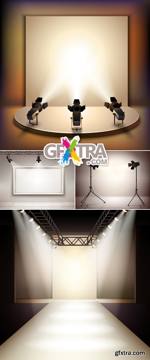 Stage with Spotlights Vector 3