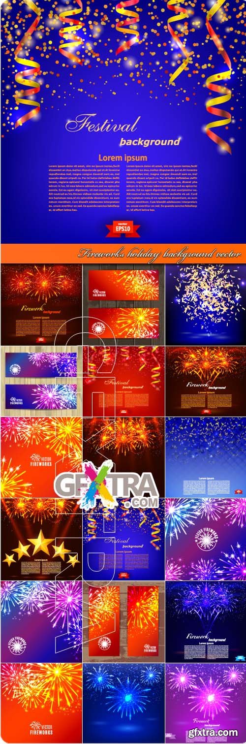 Fireworks holiday background vector