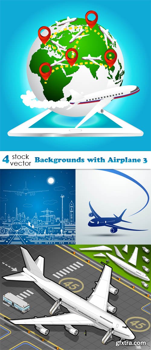Vectors - Backgrounds with Airplane 3