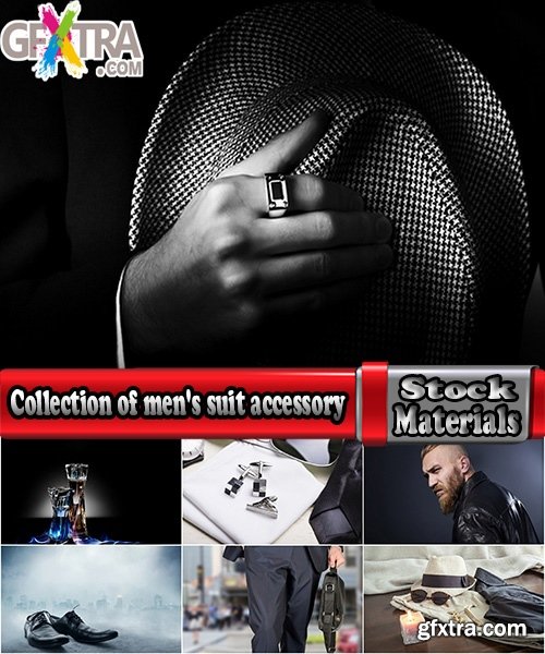 Collection of men\'s suit accessory portfolio watch hat shoes perfume 25 HQ Jpeg