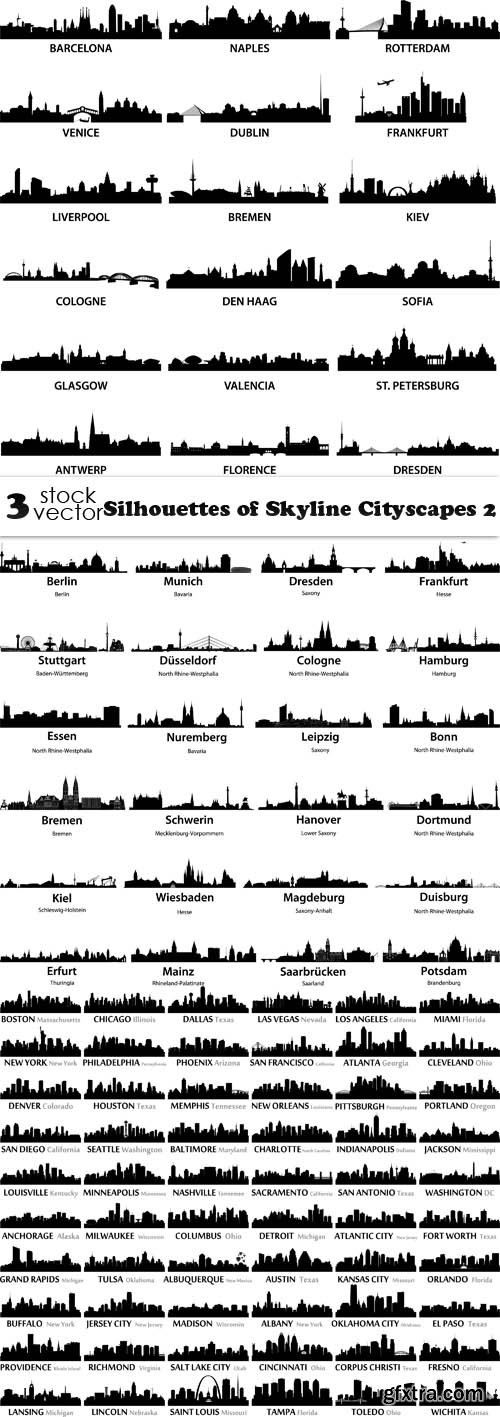 Vectors - Silhouettes of Skyline Cityscapes 2