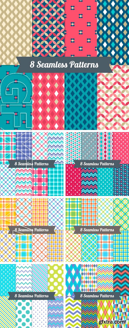 Stock Vectors - Set of Seamless Patterns . Perfect for wallpapers, pattern fills, background, textile, birthday and wedding cards