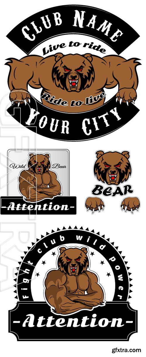 Stock Vectors - Vector Image of a bear. Logos for sport athletic club. Hunting labels. Vector illustration