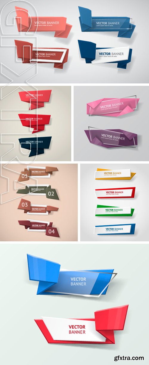 Stock Vectors - Vector infographic origami banners set