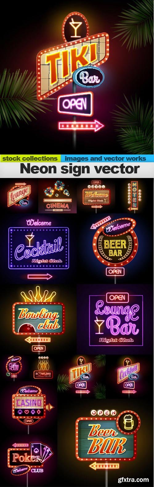 Neon sign vector, 15 x EPS