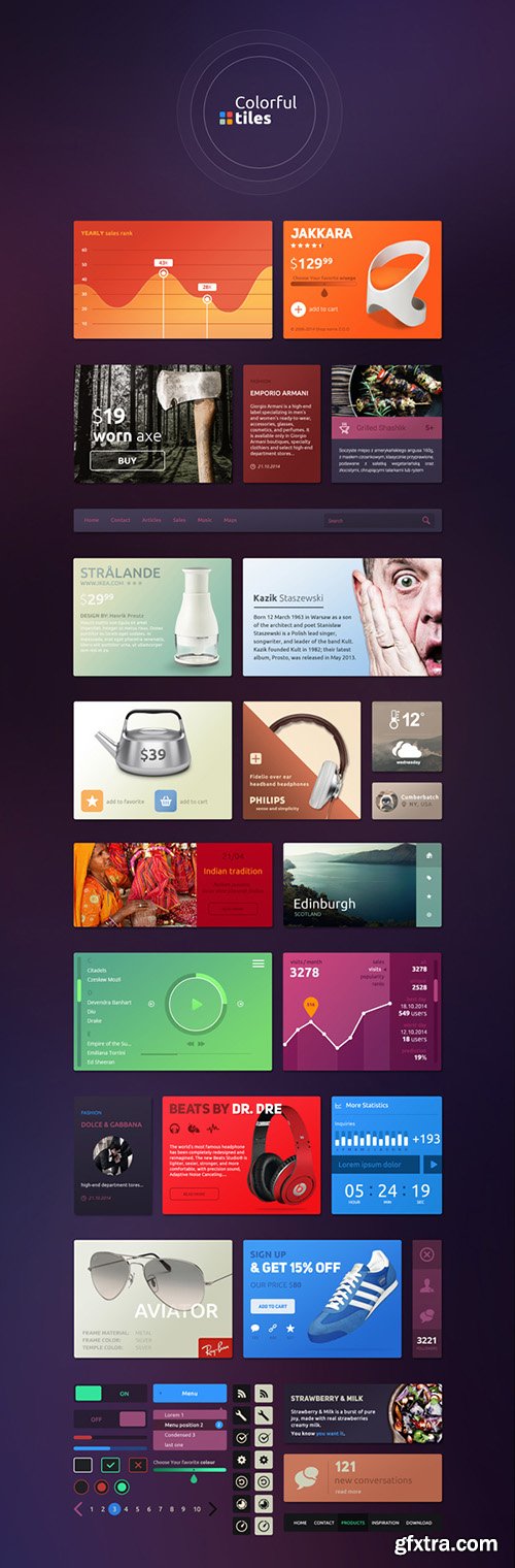 PSD Web Design - Colorful Tiles UI Kit 2015