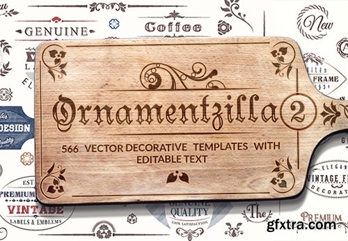 OrnamentZilla 2 - 566 Super Premium Vintage Vector Elements with Editable Text & Huge Bonus