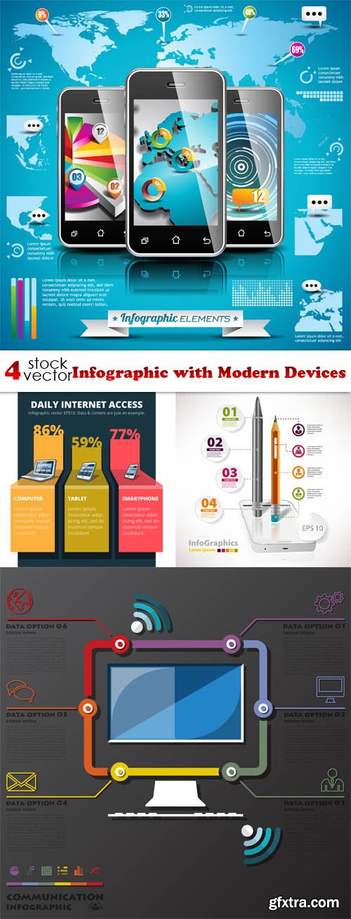 Vectors - Infographic with Modern Devices