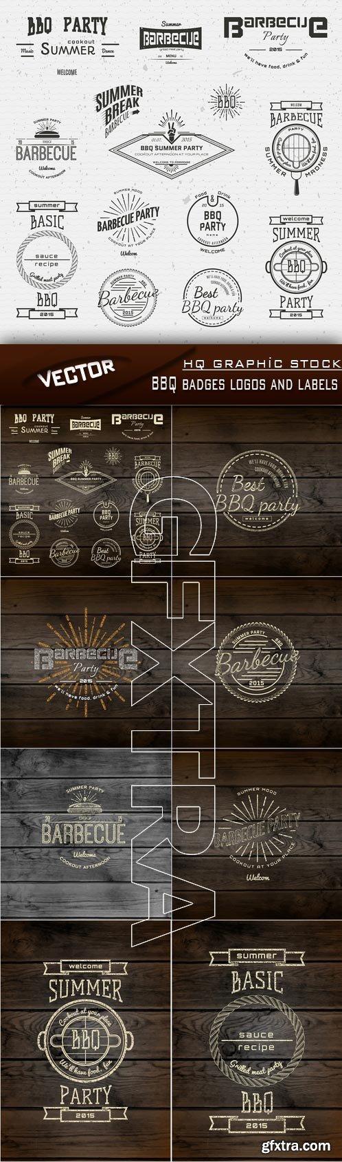 Stock Vector - BBQ badges logos and labels
