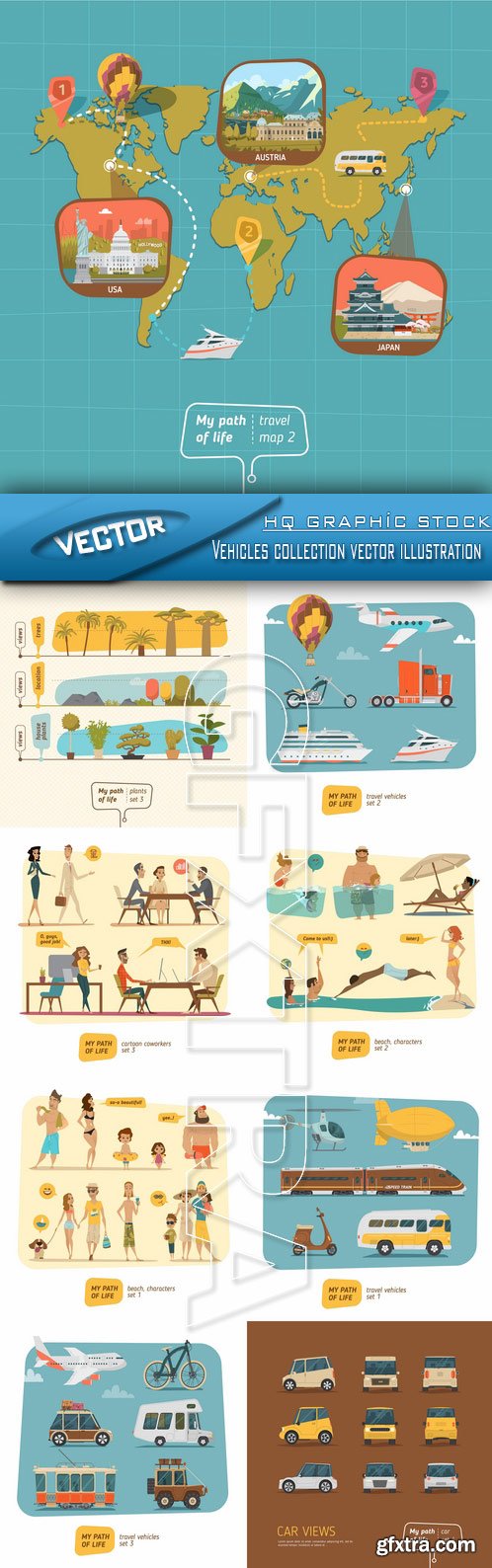 Stock Vector - Vehicles collection vector illustration