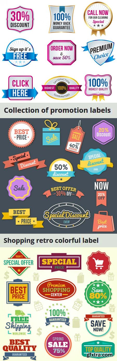 Colorful Shopping & Special Offer Labels in Vector