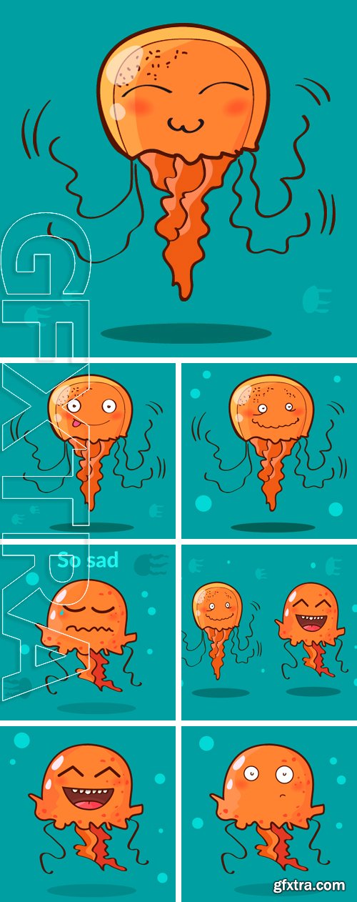 Stock Vectors - Smiling jellyfish. A cartoon illustration