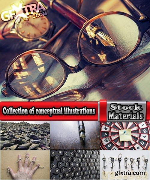 Collection of conceptual illustrations clip hand book pen hat rack 25 HQ Jpeg