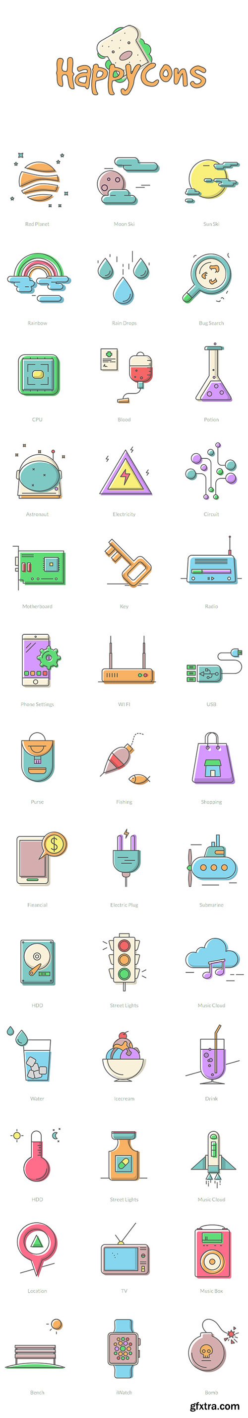 AI, EPS, PNG, SVG, SCETCH Vector Web Icons - Happycons