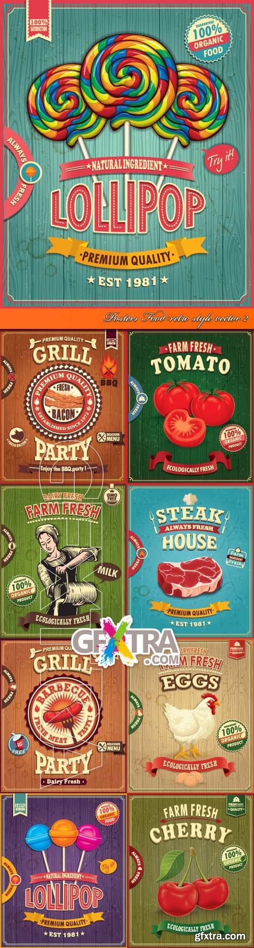 Posters Food retro style vector 2