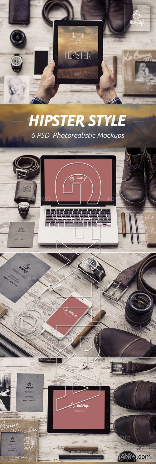 GraphicRiver - 6 PSD Mockups Hipster Style 11499200