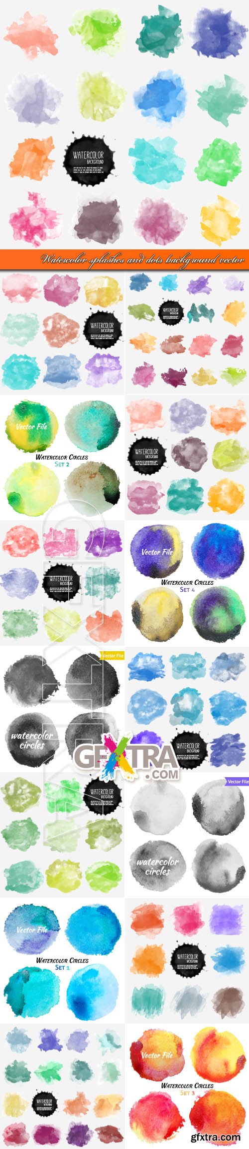 Watercolor splashes and dots background vector