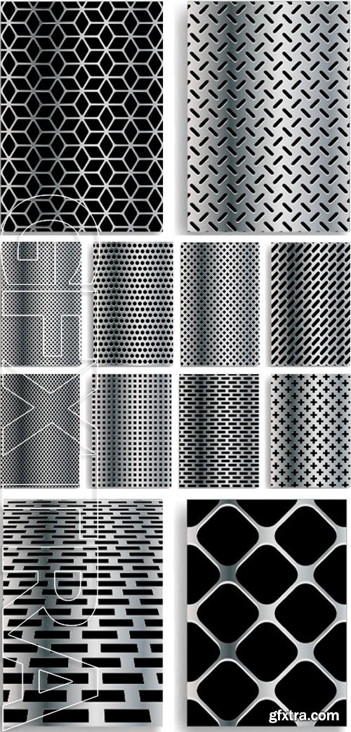 Abstract Metal Template Collection . Silver Metal Grids . Metal Speaker Set . Metal Textures 6xEPS