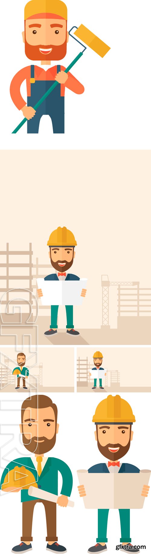 Stock Vectors - Construction worker . A Contemporary style. Vector flat design illustration