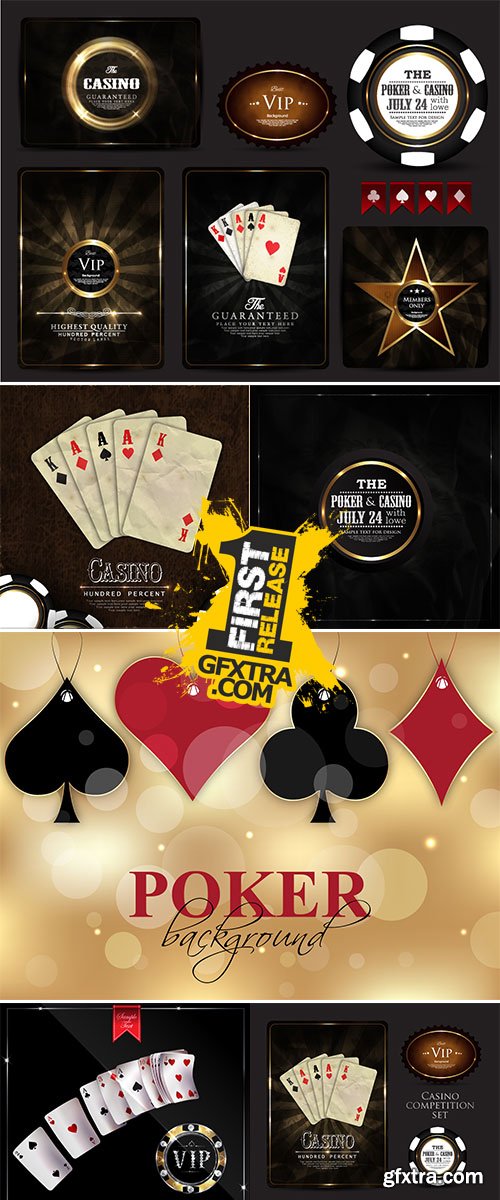 Stock: Casino card collection-vintage-elegant
