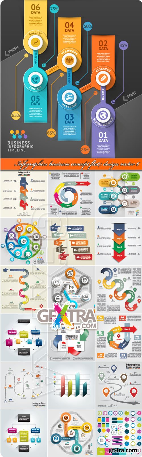 Infographics business concept flat design vector 6