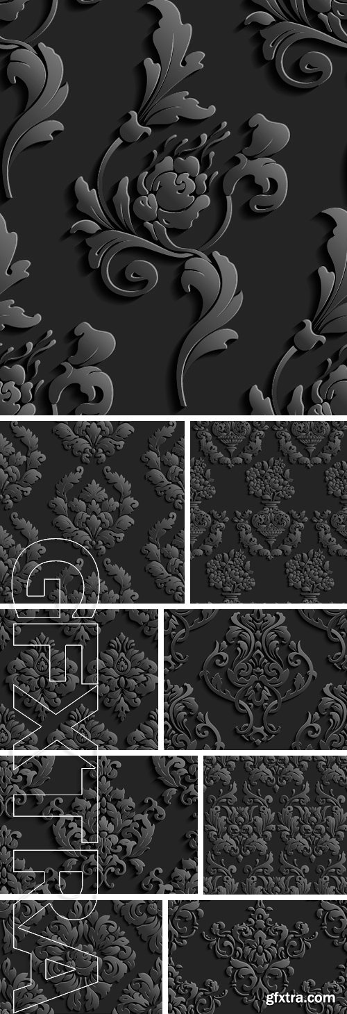 Stock Vectors - Illustration of seamless abstract black floral vine pattern