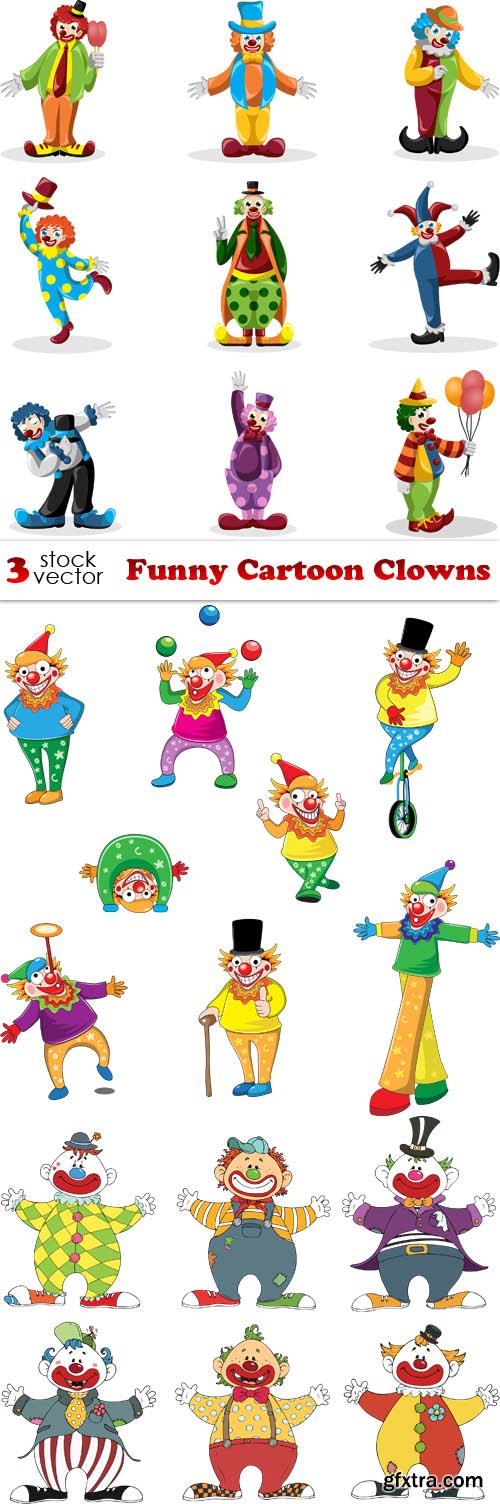 Vectors - Funny Cartoon Clowns