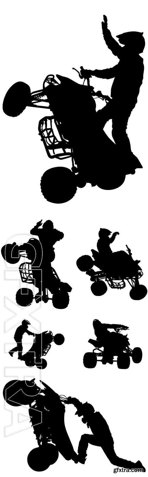 Stock Vectors - Silhouettes athletes ATV during races on white background
