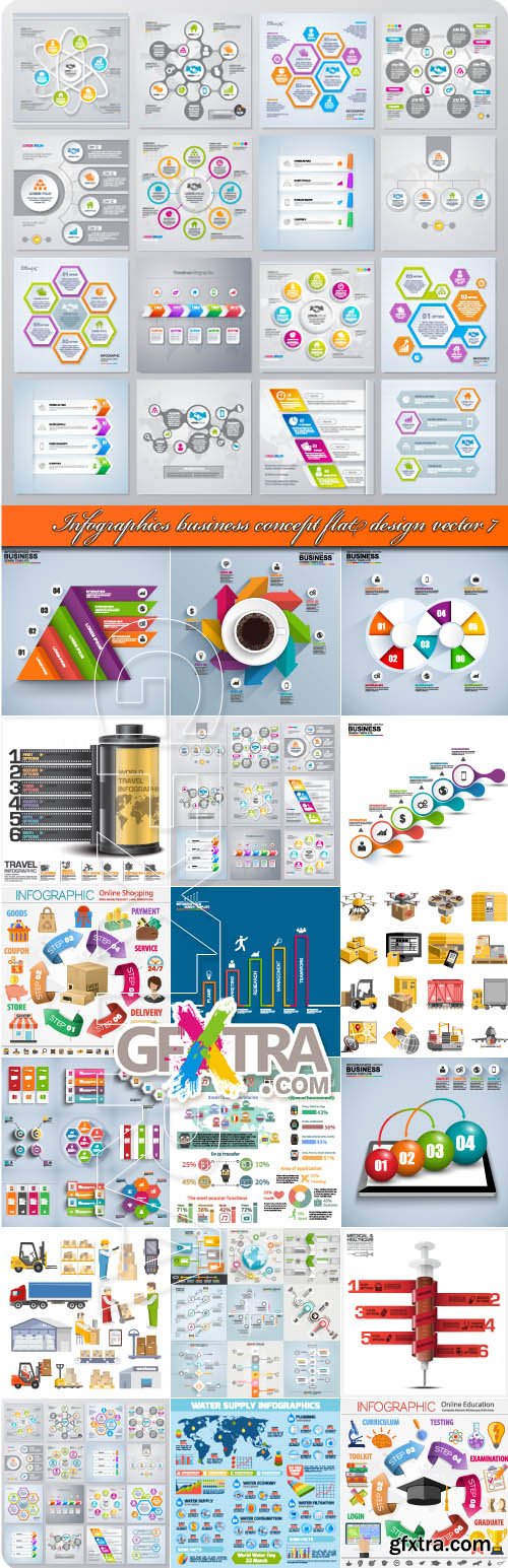 Infographics business concept flat design vector 7
