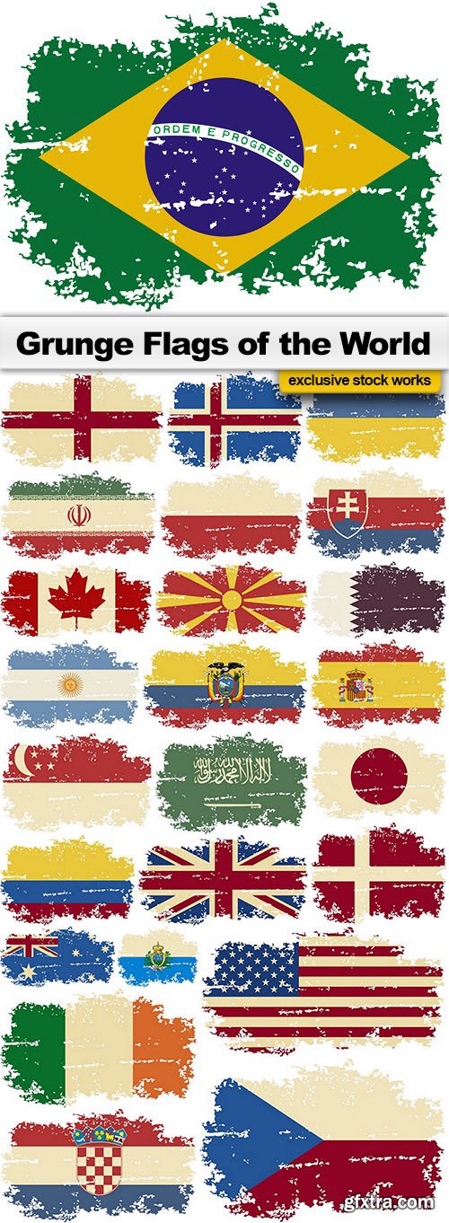 Grunge Flags of the World - 25x EPS