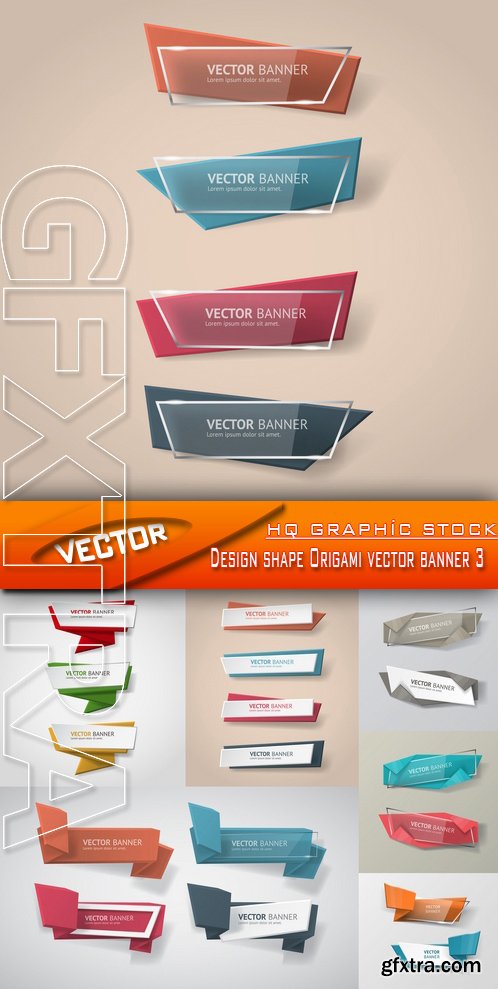 Stock Vector - Design shape Origami vector banner 3