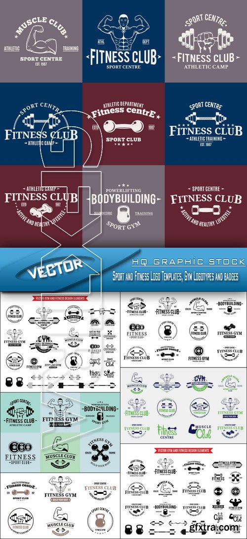 Stock Vector - Sport and Fitness Logo Templates, Gym Logotypes and badges