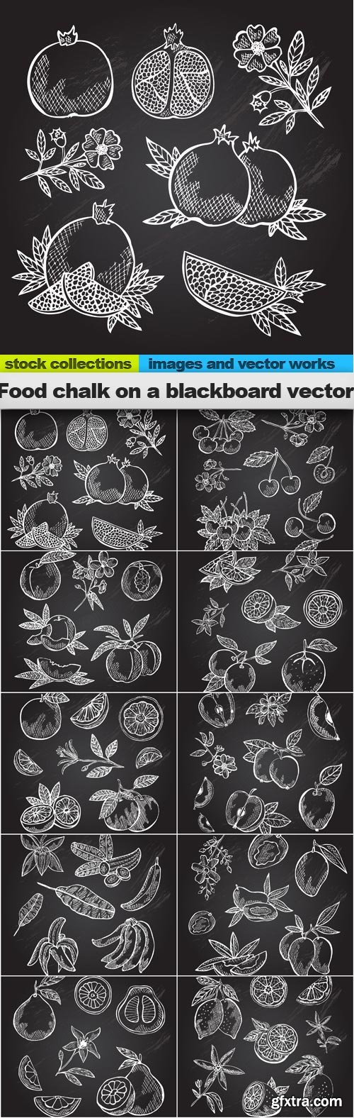 Food chalk on a blackboard vector, 10 x EPS