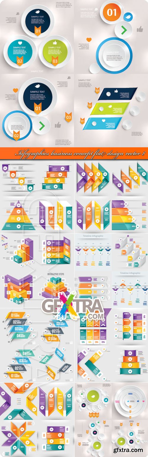 Infographics business concept flat design vector 8