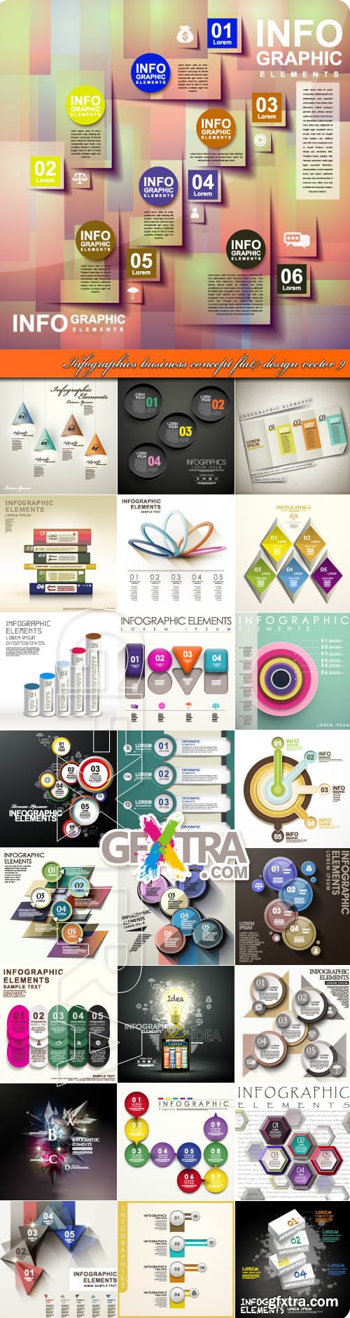 Infographics business concept flat design vector 9