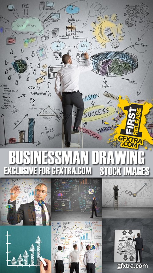 Stock Photos - Businessman Drawing, 25xJPG