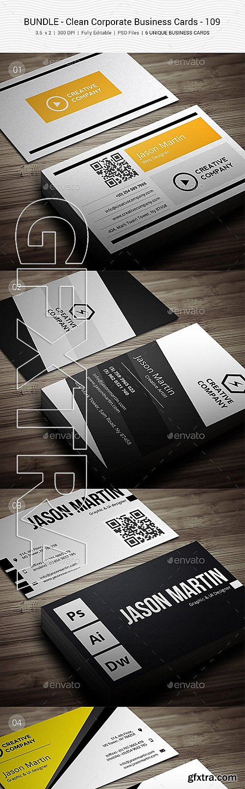 GraphicRiver - 6 in 1 Clean Corporate Business Cards 109 11549229