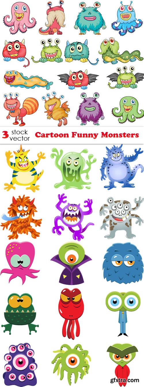 Vectors - Cartoon Funny Monsters