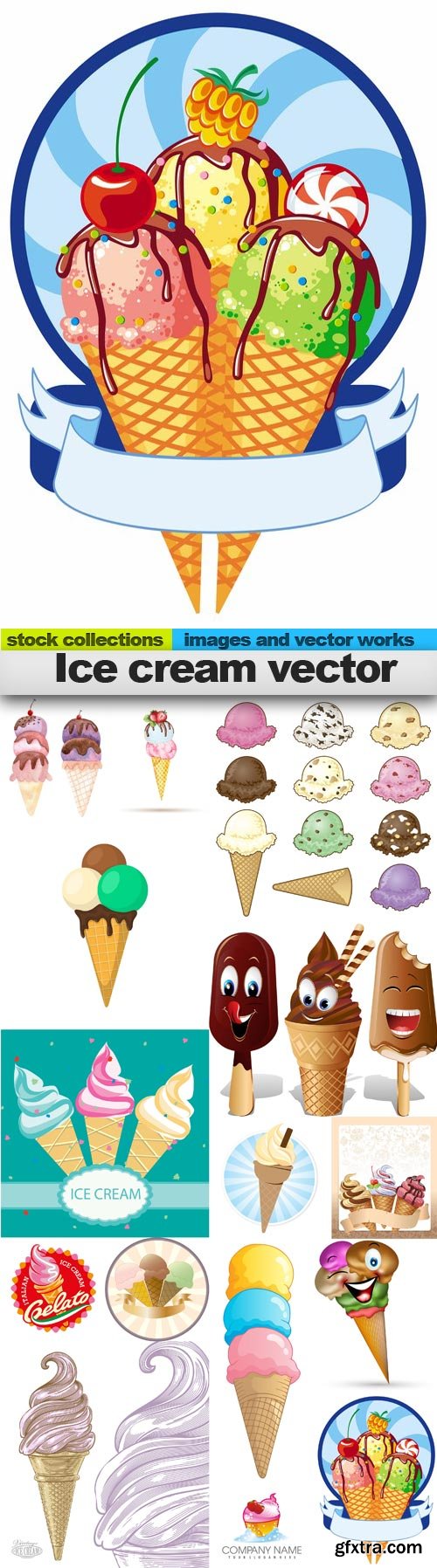 Ice cream vector, 15 x EPS