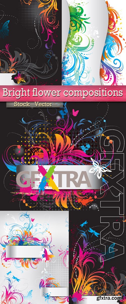 Bright flower compositions in Vector