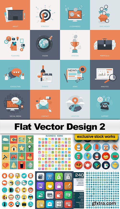 Flat Vector Design 2 - 25x EPS