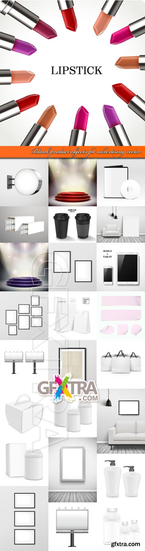 Blank product objects for advertising vector