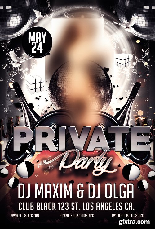Private Party Flyer PSD Template + FB Cover
