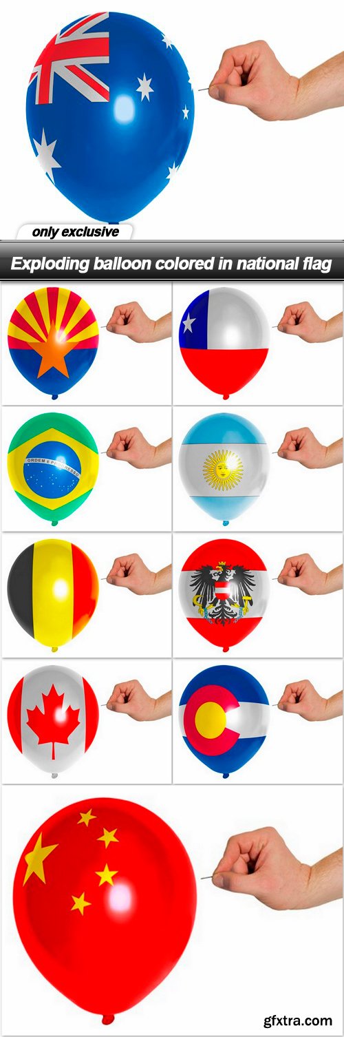 Exploding balloon colored in national flag - 10 UHQ JPEG