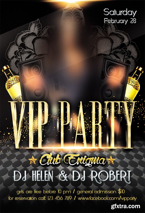 Vip Party Flyer PSD Template + FB Cover