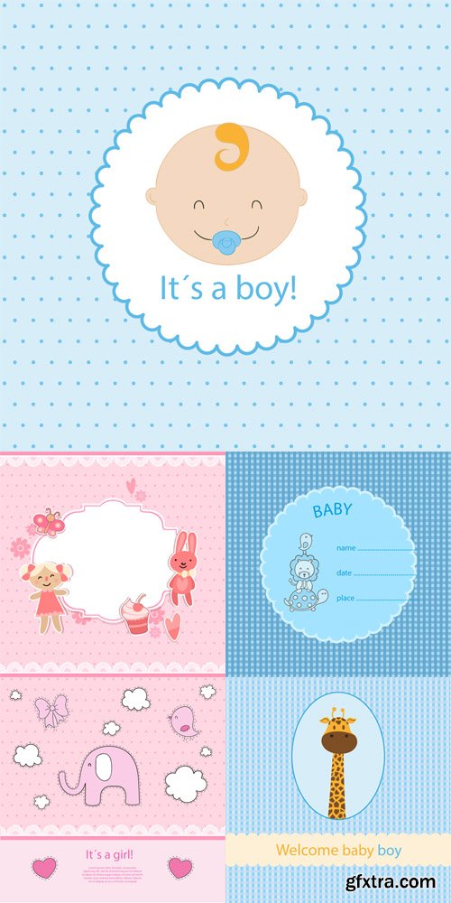 5 Vector Baby Shower Card Templates