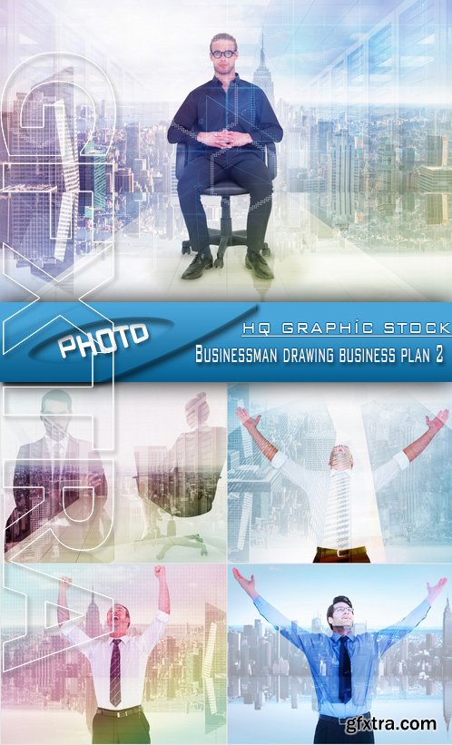 Stock Photo - Businessman drawing business plan 2