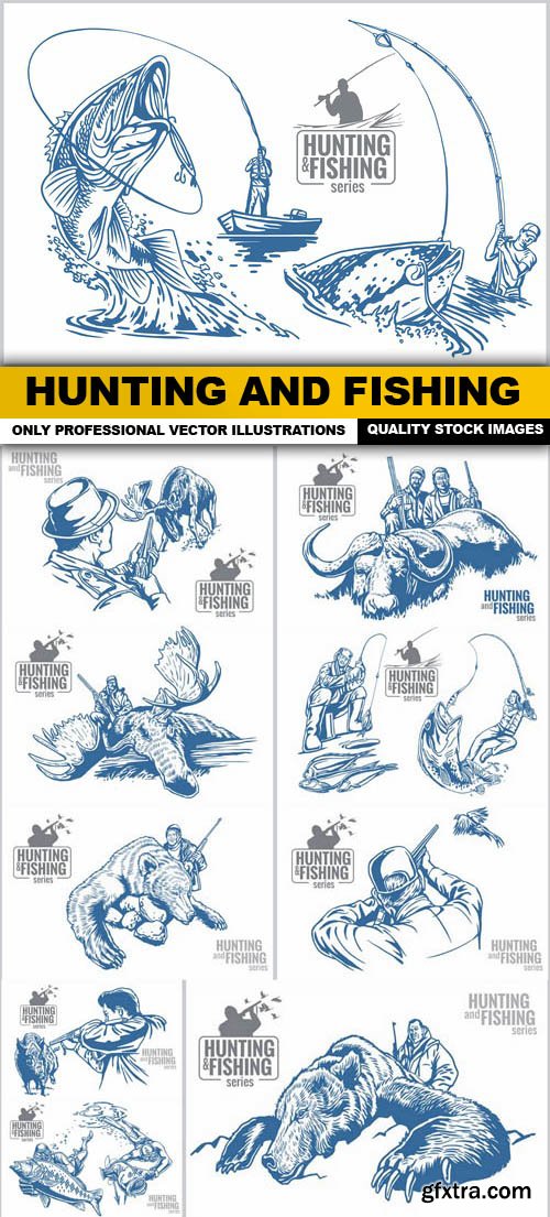 Hunting And Fishing - 10 Vector