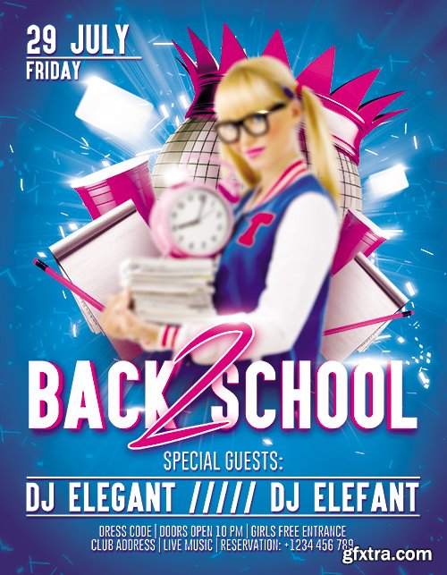 Back 2 School Flyer PSD Template + FB Cover